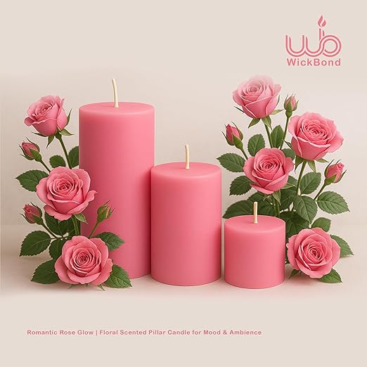 Pillar Candles – Set of 3 (2x6, 2x4, 2x2 in) | Smokeless & Dripless Wax Candles for Home & Event Decor (Pink, Unscented)
