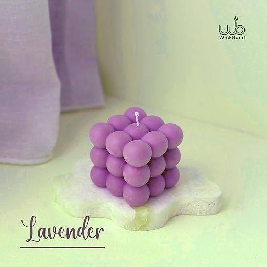 Candlewale Scented Bubble Candles, Set of 2 Handmade Soy Wax Cube Candles, Home Decor and Gifting (Lavender)