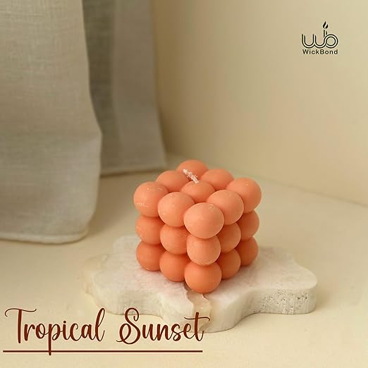 Candlewale Scented Bubble Candles, Set of 2 Handmade Soy Wax Cube Candles, Home Decor and Gifting (Tropical Sunset)