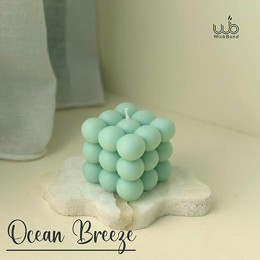 Candlewale Scented Bubble Candles, Set of 2 Handmade Soy Wax Cube Candles, Home Decor and Gifting (Ocean Breeze)