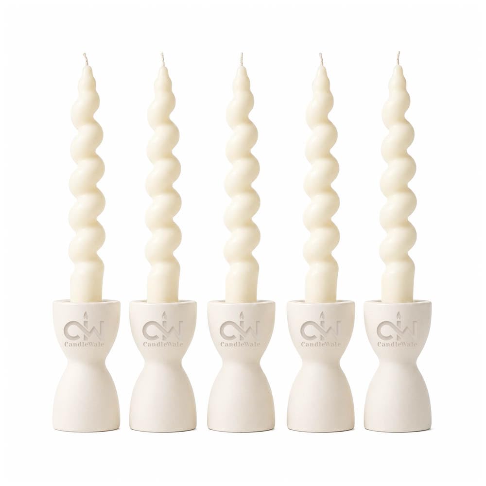 Spiral Twist Candles - Pack of 5 | Soy Wax Taper Smokeless Dripless Candles for Home Decor & Gifting (Aqua)