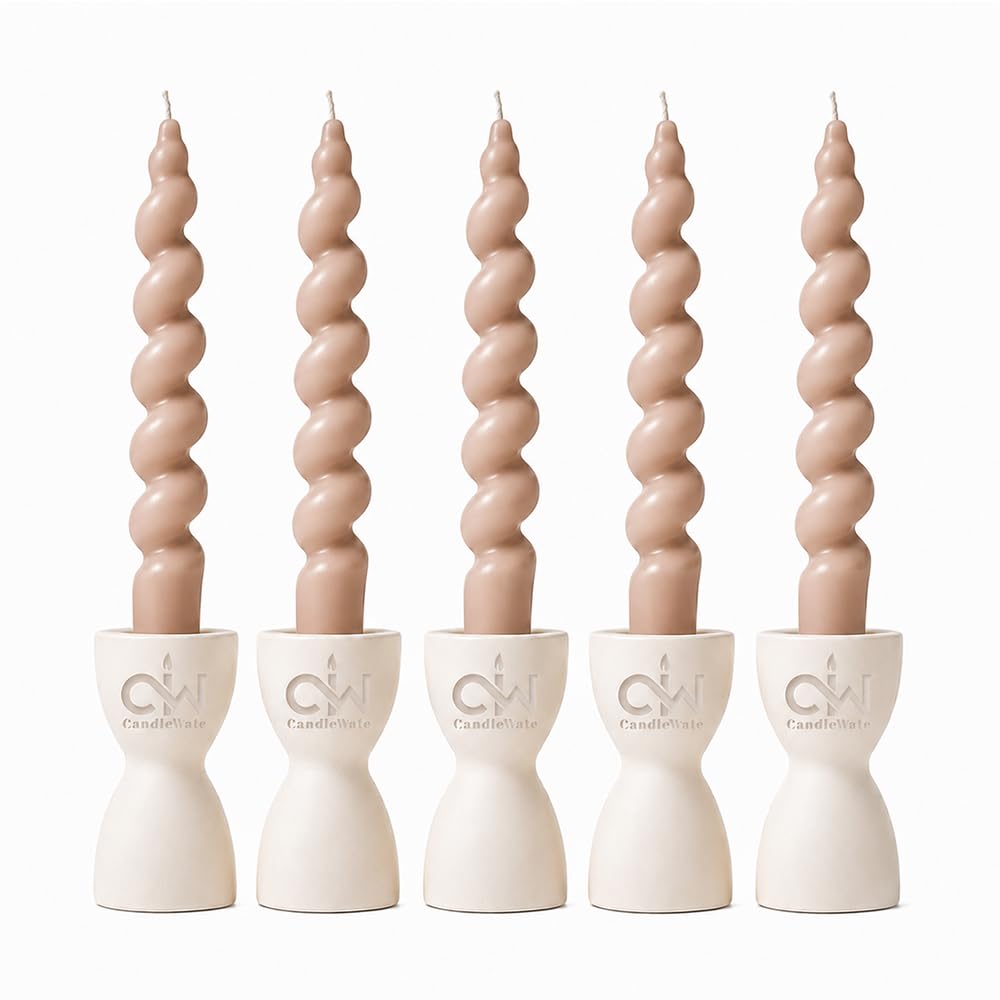 Spiral Twist Candles - Pack of 5 | Soy Wax Taper Smokeless Dripless Candles for Home Decor & Gifting (Aqua)