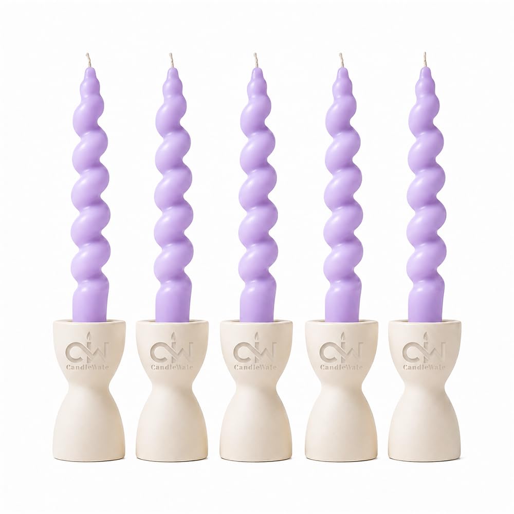 Spiral Twist Candles - Pack of 5 | Soy Wax Taper Smokeless Dripless Candles for Home Decor & Gifting (Aqua)