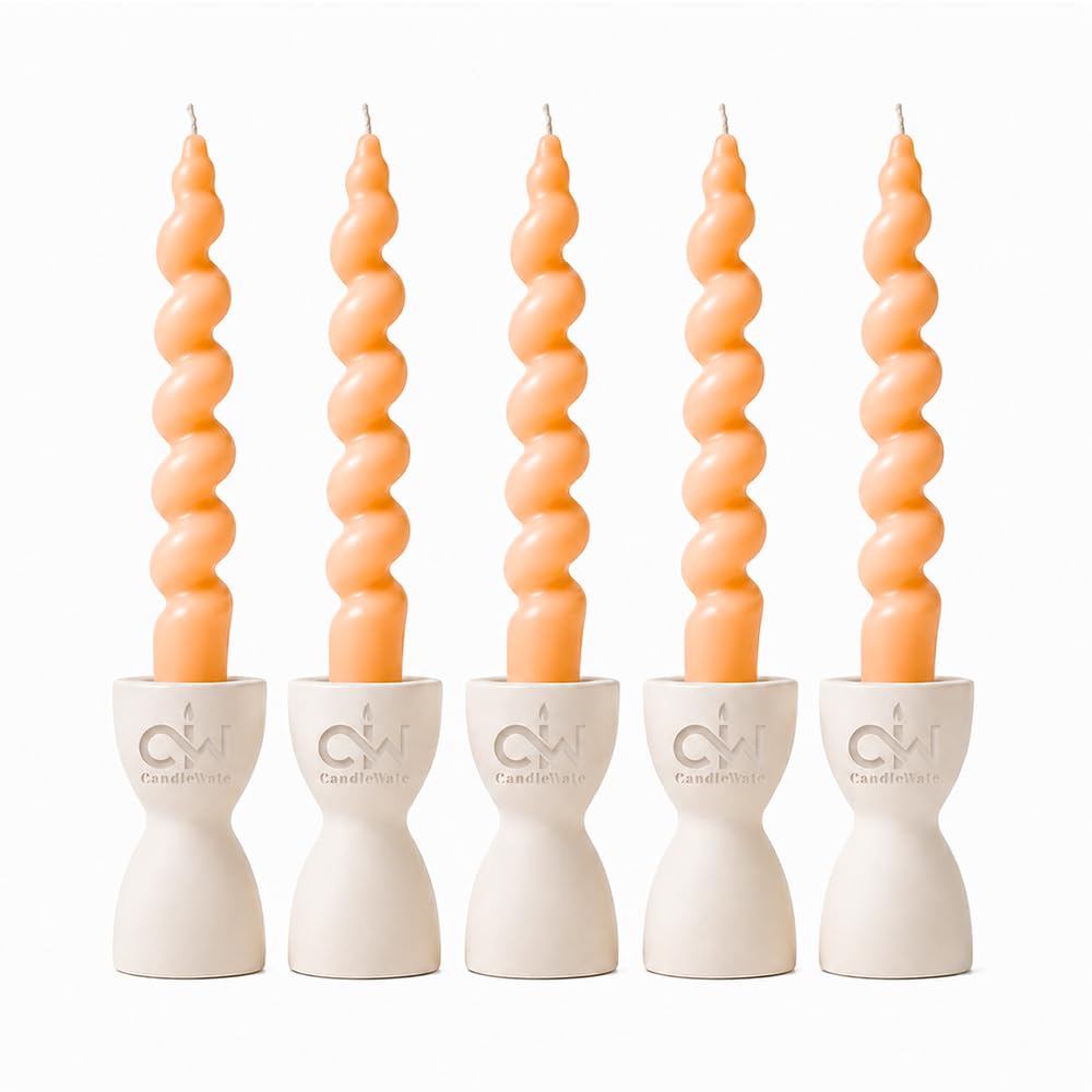 Spiral Twist Candles - Pack of 5 | Soy Wax Taper Smokeless Dripless Candles for Home Decor & Gifting (Aqua)
