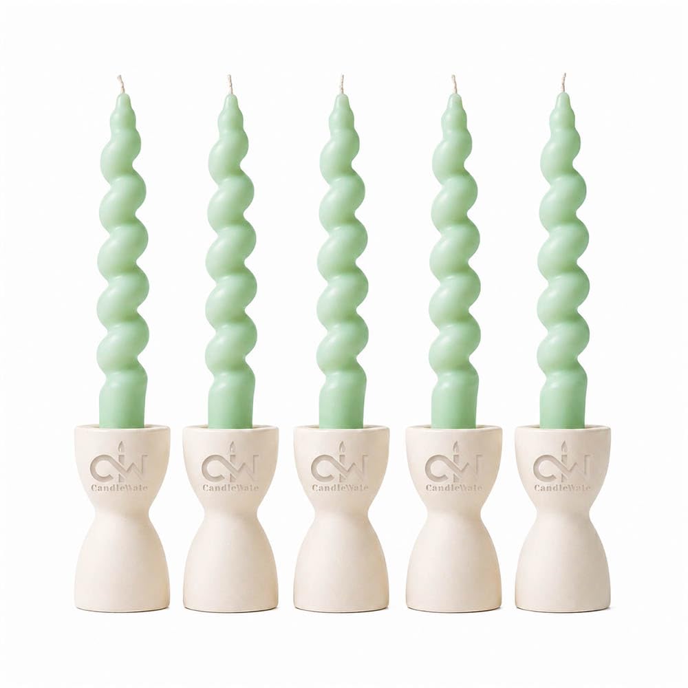Spiral Twist Candles - Pack of 5 | Soy Wax Taper Smokeless Dripless Candles for Home Decor & Gifting (Aqua)