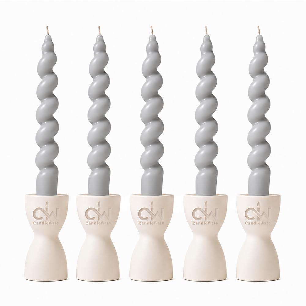 Spiral Twist Candles - Pack of 5 | Soy Wax Taper Smokeless Dripless Candles for Home Decor & Gifting (Aqua)