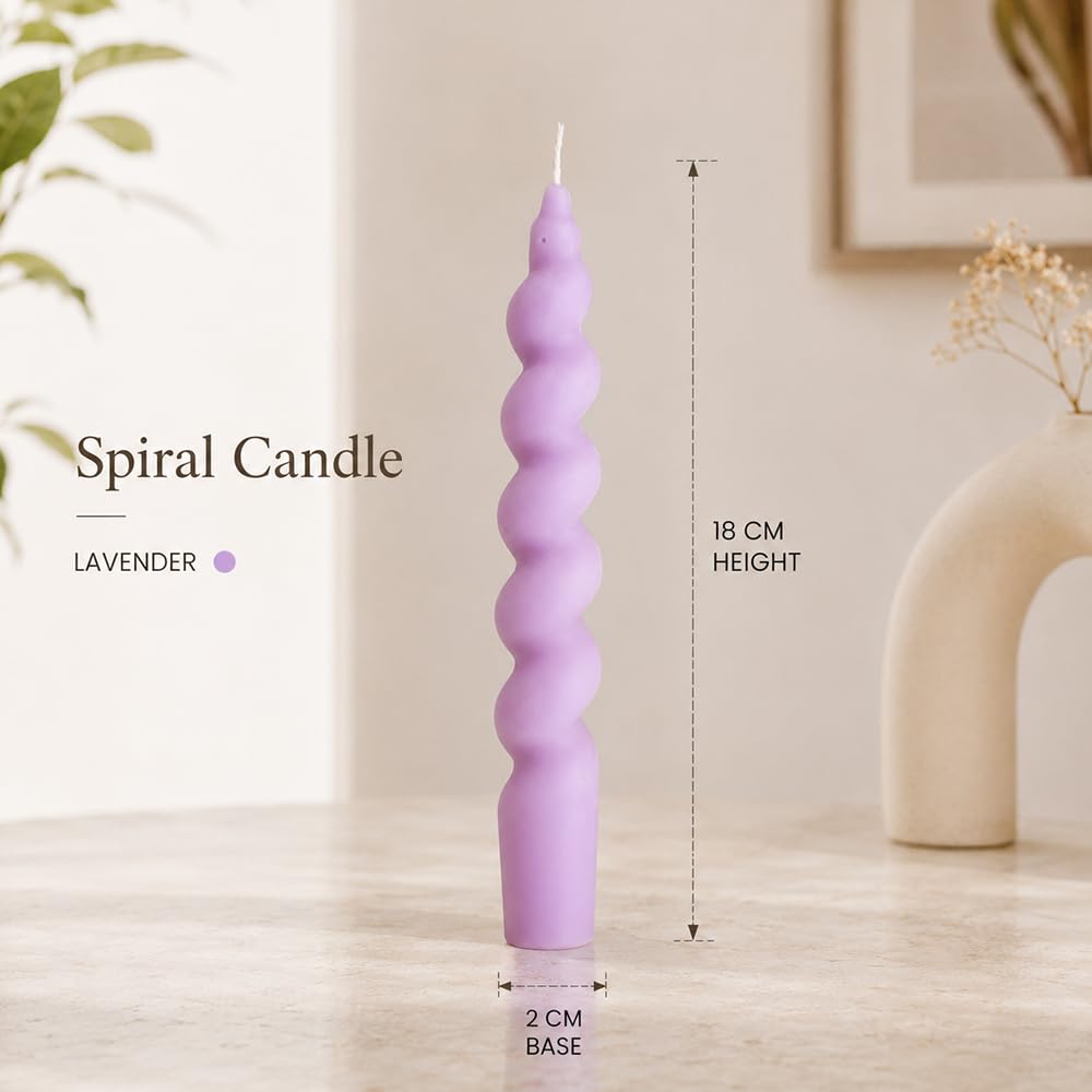 Spiral Twist Candles - Pack of 5 | Soy Wax Taper Smokeless Dripless Candles for Home Decor & Gifting (Aqua)