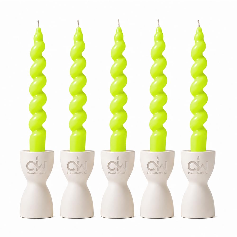 Spiral Twist Candles - Pack of 5 | Soy Wax Taper Smokeless Dripless Candles for Home Decor & Gifting (Aqua)