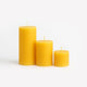 Pillar Candles – Set of 3 (2x6, 2x4, 2x2 in) | Smokeless & Dripless Wax Candles for Home & Event Decor (Yellow, Unscented)