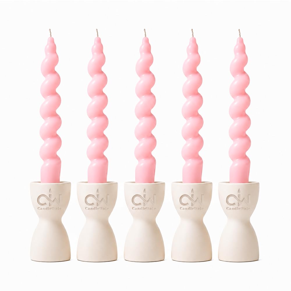 Spiral Twist Candles - Pack of 5 | Soy Wax Taper Smokeless Dripless Candles for Home Decor & Gifting (Aqua)