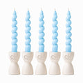 Spiral Twist Candles - Pack of 5 | Soy Wax Taper Smokeless Dripless Candles for Home Decor & Gifting (Aqua)