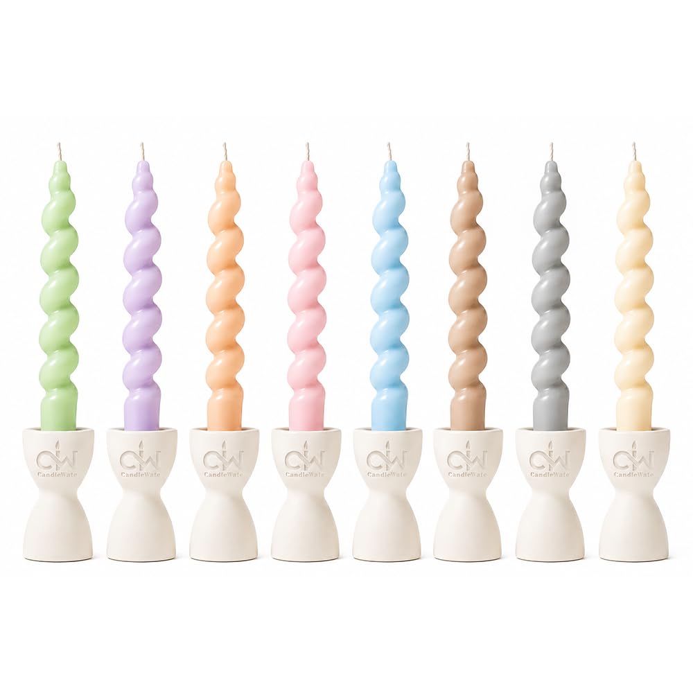 Spiral Twist Candles - Pack of 5 | Soy Wax Taper Smokeless Dripless Candles for Home Decor & Gifting (Aqua)