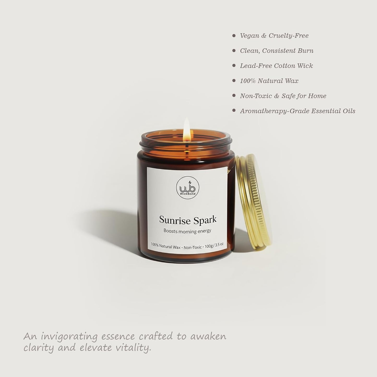 Aromatherapy Candle Hand-Poured Soy Candles with Essential Oils (100g, 30Hrs Each) – Clean Burning, Non-Toxic – for Energy & Positivity (Sunrise Spark)