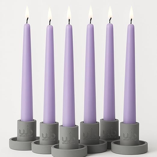 Candlewale 10″ Soy Wax Taper Candles – Pack of 6 | Dripless, Smokeless, Long Burn | Elegant for Dinner, Wedding & Home Décor (Lavender)