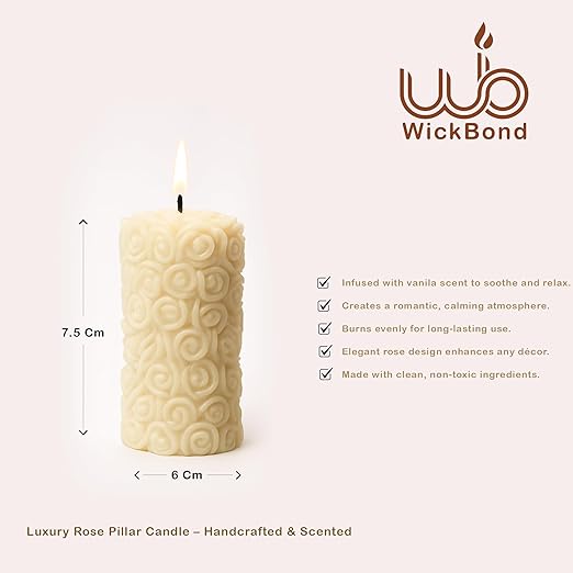 Candlewale Vanilla Pillar Scented Candles – Set of 2 Red Decorative Wax Candles for Home Décor & Gifting | Long-Lasting Floral Aroma | Romantic Ambience for Living Room & Bedroom (Vanilla)