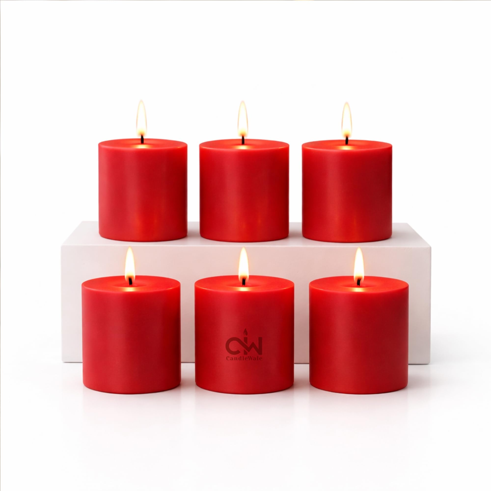 Pillar Candles Set of 6 – Dripless, Smokeless & Odourless Wax Decorative Candles for Home Decor, Wedding & Party Use, 30 Hours Long Burning, Size 2 x 2 Inch (Classic Unscented)