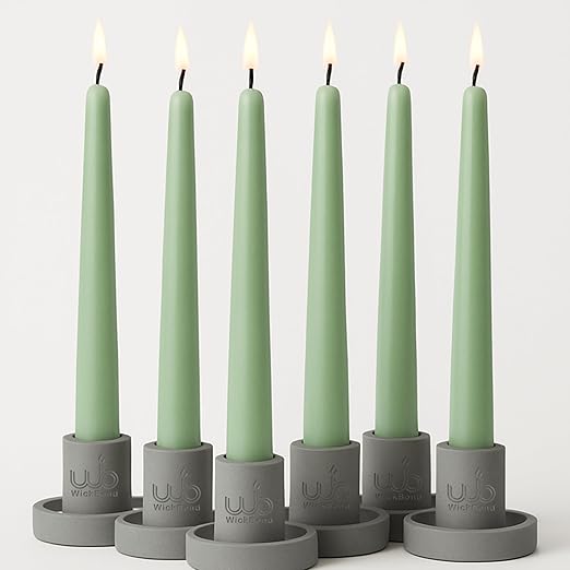 Candlewale 10″ Soy Wax Taper Candles – Pack of 6 | Dripless, Smokeless, Long Burn | Elegant for Dinner, Wedding & Home Décor (Mint)