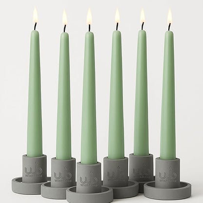 Candlewale 10″ Soy Wax Taper Candles – Pack of 6 | Dripless, Smokeless, Long Burn | Elegant for Dinner, Wedding & Home Décor (Mint)