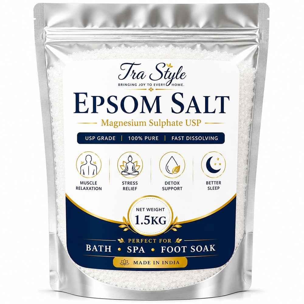 Epsom salt pouch, 1.5kg magnesium sulphate for bath, spa, foot soak