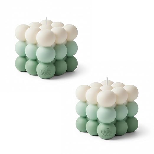 Candlewale Ombre Bubble Candle – Hand-Poured Scented Soy Wax Pastel Cube for Aesthetic Room Decor & Gifting (Set of 2) (Apple)