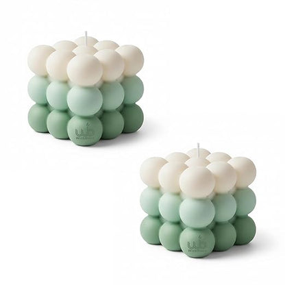 Candlewale Ombre Bubble Candle – Hand-Poured Scented Soy Wax Pastel Cube for Aesthetic Room Decor & Gifting (Set of 2) (Apple)