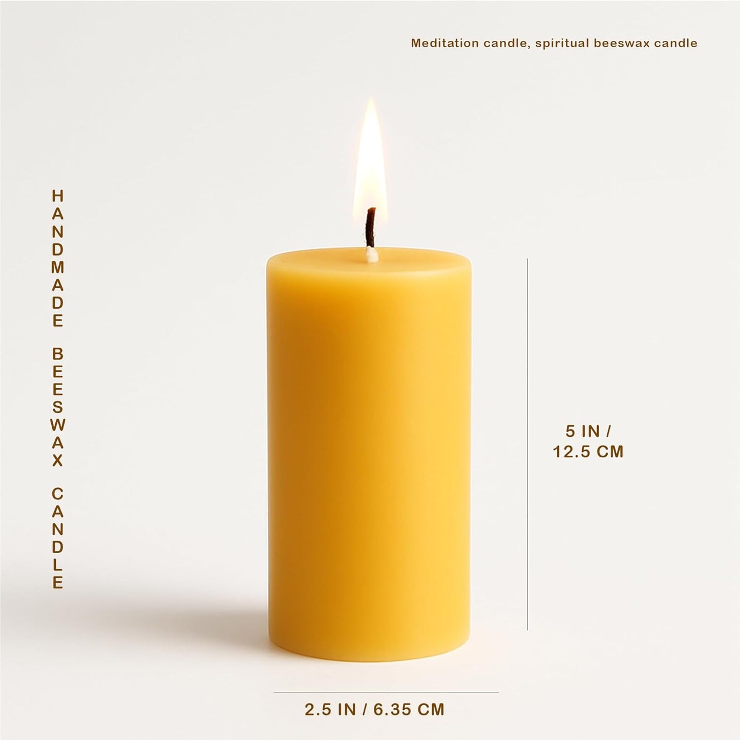 100% Pure Beeswax Pillar Candle, 2.5 x 5 Inch, Natural Honey Scent, Hand-Poured (Yellow Beeswax)