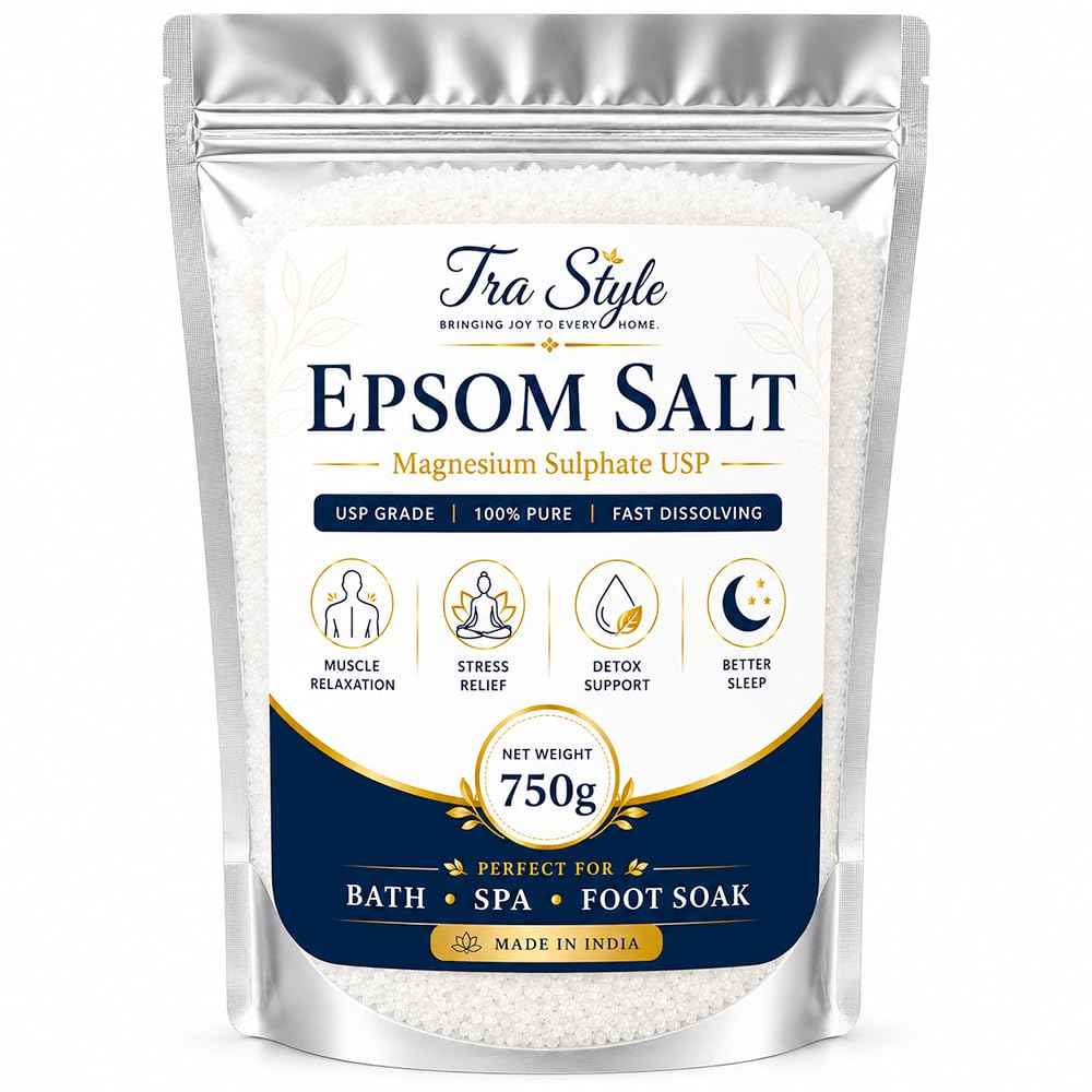 Epsom salt pouch, 750g magnesium sulphate for bath, spa, foot soak