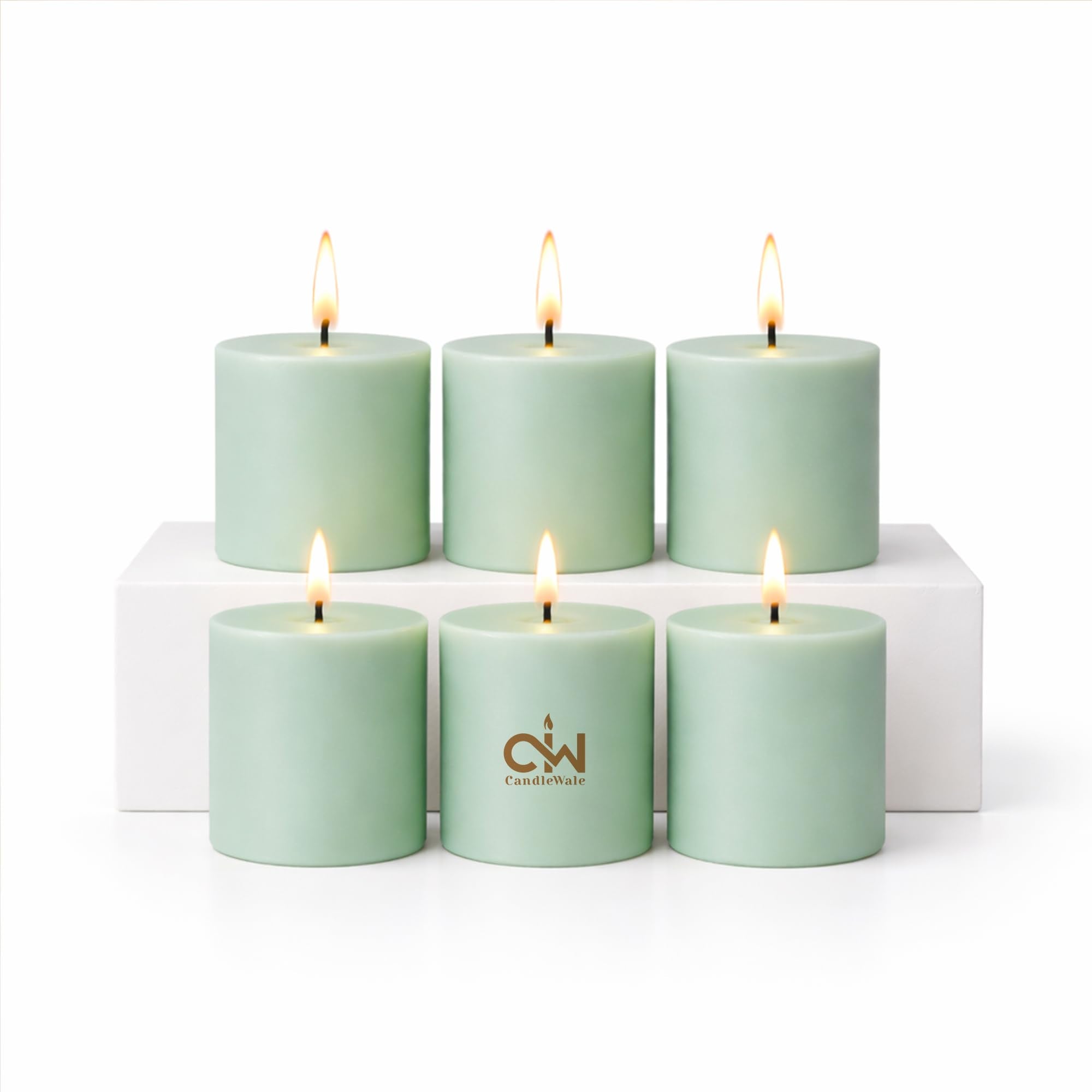 Pillar Candles Set of 6 – Dripless, Smokeless & Odourless Wax Decorative Candles for Home Decor, Wedding & Party Use, 30 Hours Long Burning, Size 2 x 2 Inch (Classic Unscented)
