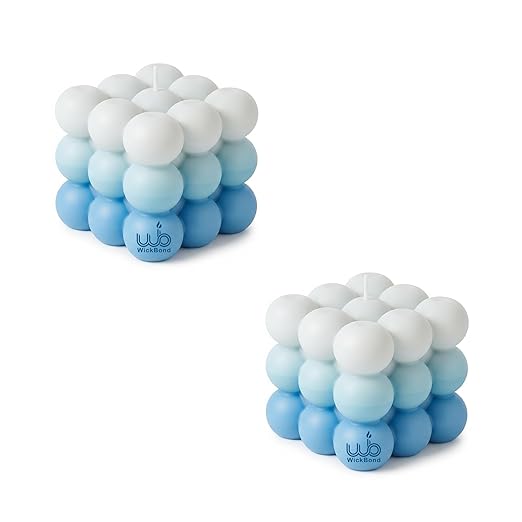 Candlewale Ombre Bubble Candle – Hand-Poured Scented Soy Wax Pastel Cube for Aesthetic Room Decor & Gifting (Set of 2) (Aqua)
