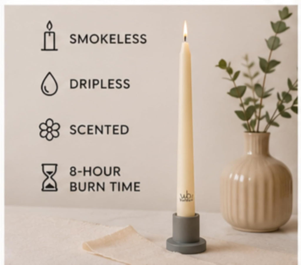 Taper Candles 10 Inch – Pack of 4 | Dripless, Smokeless, Long Burn | Elegant for Dinner, Wedding & Home Décor (Black)