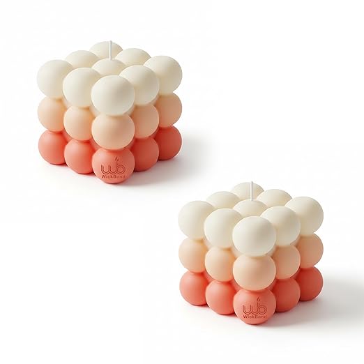 Candlewale Ombre Bubble Candle – Hand-Poured Scented Soy Wax Pastel Cube for Aesthetic Room Decor & Gifting (Set of 2) (Tropical)