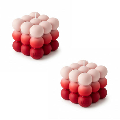 Candlewale Ombre Bubble Candle – Hand-Poured Scented Soy Wax Pastel Cube for Aesthetic Room Decor & Gifting (Set of 2) (Rose)