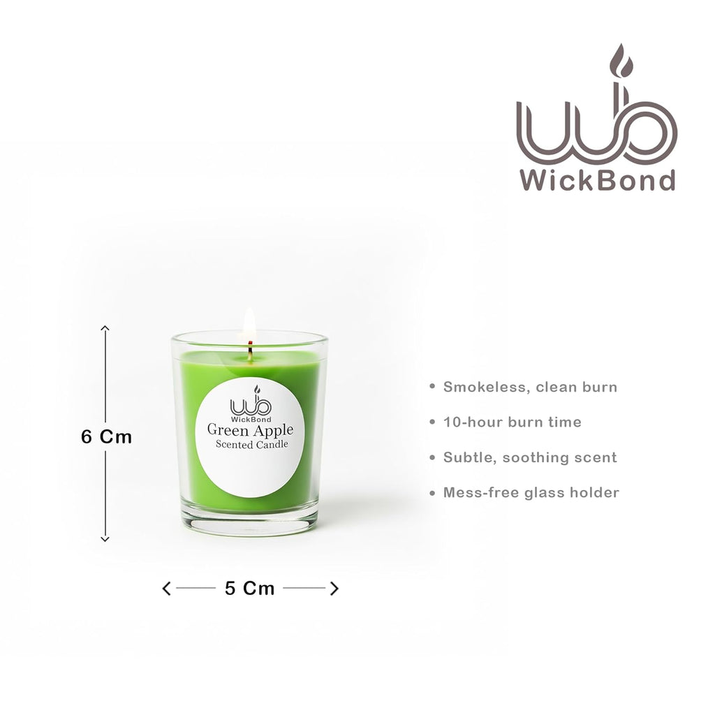 Green Apple Votivkerze im Glas, ca. 5 cm, brennender Docht