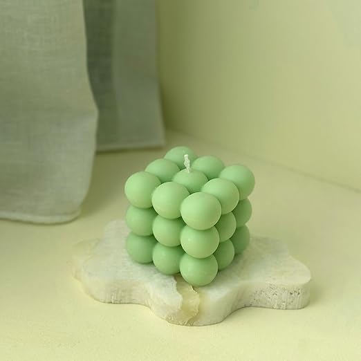 Candlewale Scented Bubble Candles, Set of 2 Handmade Soy Wax Cube Candles, Home Decor and Gifting (Green Apple)