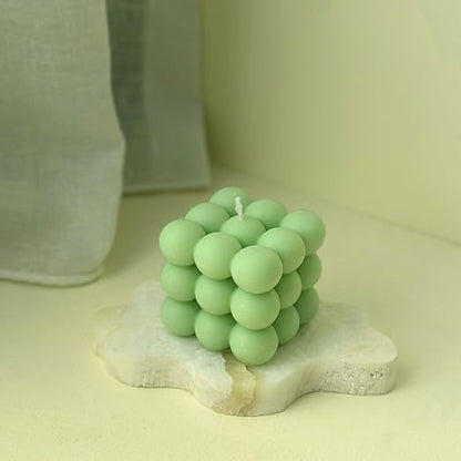 Candlewale Scented Bubble Candles, Set of 2 Handmade Soy Wax Cube Candles, Home Decor and Gifting (Green Apple)