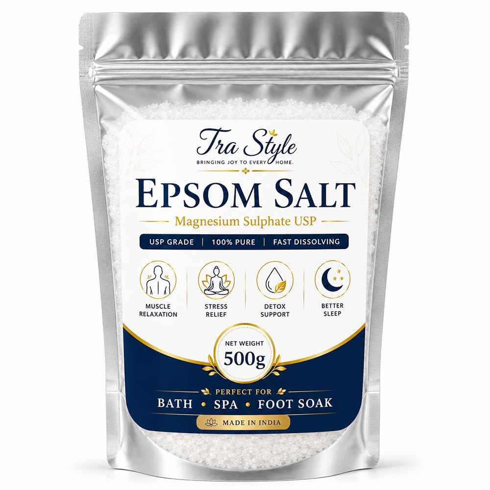 Epsom salt pouch, 500g magnesium sulphate for bath, spa, foot soak