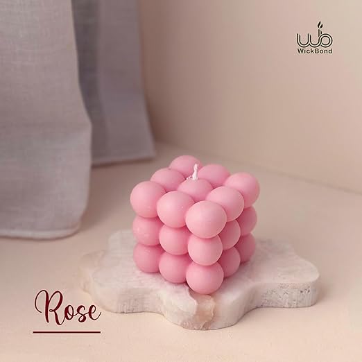 Candlewale Scented Bubble Candles, Set of 2 Handmade Soy Wax Cube Candles, Home Decor and Gifting (Rose)