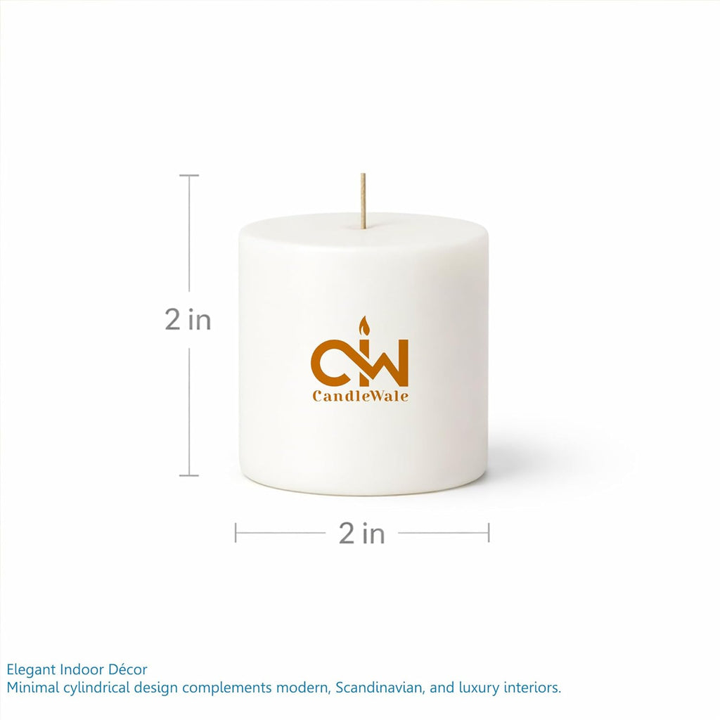 2 in pillar candle with CandleWale logo on off-white wax cylinder