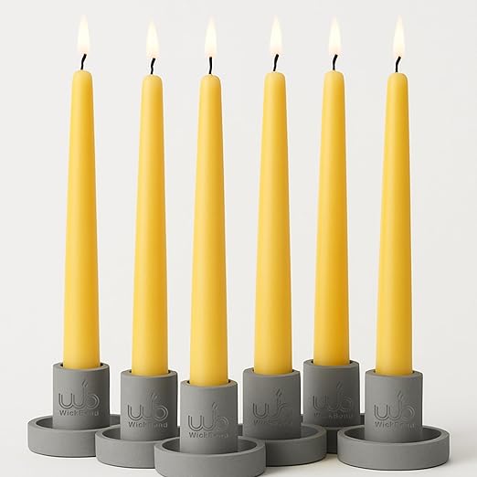 Candlewale 10″ Soy Wax Taper Candles – Pack of 6 | Dripless, Smokeless, Long Burn | Elegant for Dinner, Wedding & Home Décor (Lemon)