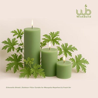 Pillar Candles – Set of 3 (2x6, 2x4, 2x2 in) | Smokeless & Dripless Wax Candles for Home & Event Decor (Green, Unscented)