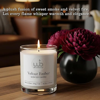 Candlewale Luxury Scented Glass Candle – 7 oz (200g) Soy Wax | 60-Hour Burn | Hand-Poured, Eco-Friendly Aromatherapy | Premium Gift for Her, Him & Home Décor (Velour Ember)