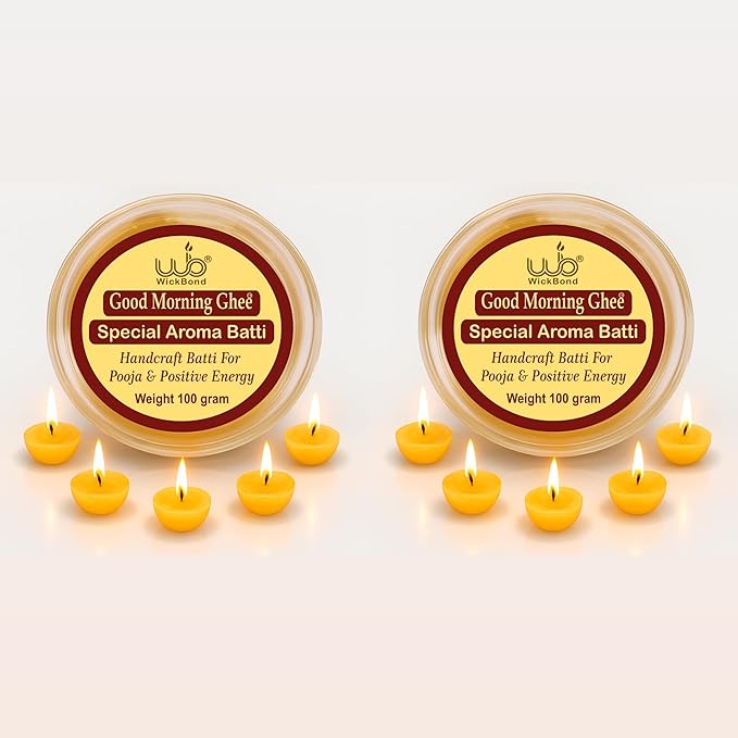 Candlewale Cow Ghee Diya Batti – 100 Pre-Soaked Cotton Wicks | Wax-Free, Ready to Use, Long Burning | Ghee Wick for Puja, Aarti, Diwali, Havan, Rituals & Mandir Use (Pack of 1 (100))