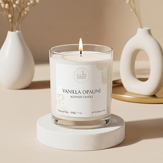 Candlewale Luxury Scented Glass Candle – 7 oz (200g) Soy Wax | 60-Hour Burn | Hand-Poured, Eco-Friendly Aromatherapy | Premium Gift for Her, Him & Home Décor (Vanilla Opaline)
