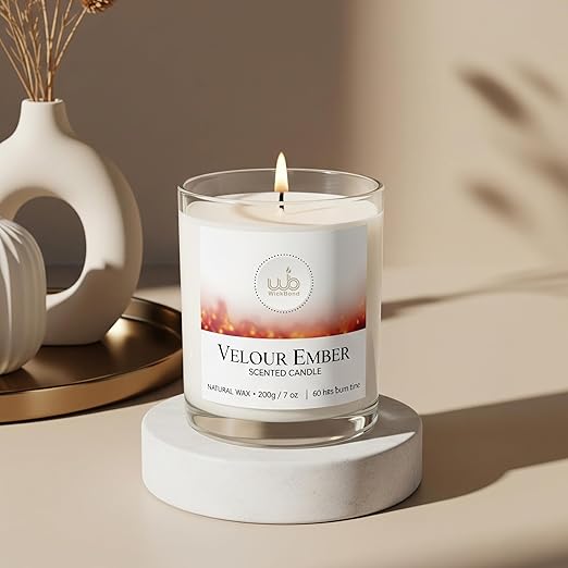 Candlewale Luxury Scented Glass Candle – 7 oz (200g) Soy Wax | 60-Hour Burn | Hand-Poured, Eco-Friendly Aromatherapy | Premium Gift for Her, Him & Home Décor (Velour Ember)