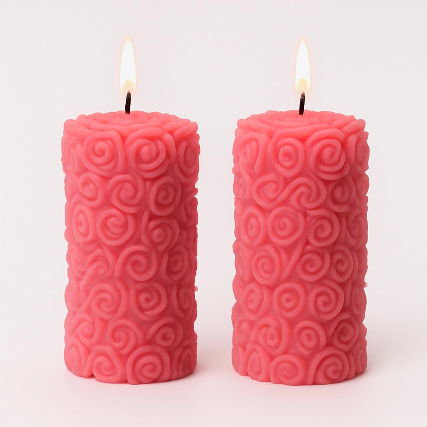 Candlewale Rose Pillar Scented Candles – Set of 2 Red Decorative Wax Candles for Home Décor & Gifting | Long-Lasting Floral Aroma | Romantic Ambience for Living Room & Bedroom (Lily)