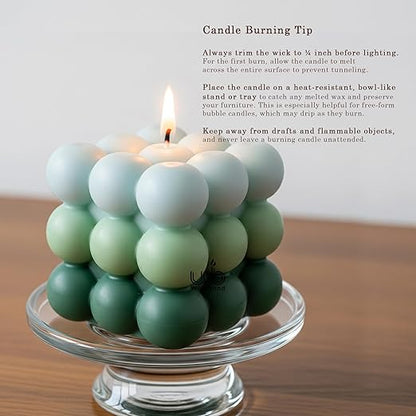 Candlewale Ombre Bubble Candle – Hand-Poured Scented Soy Wax Pastel Cube for Aesthetic Room Decor & Gifting (Set of 2) (Apple)