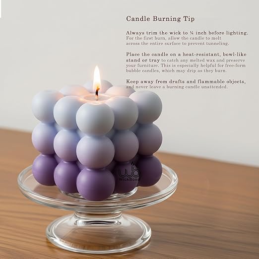 Candlewale Ombre Bubble Candle – Hand-Poured Scented Soy Wax Pastel Cube for Aesthetic Room Decor & Gifting (Set of 2) (Lavender)