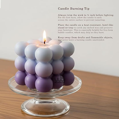Candlewale Ombre Bubble Candle – Hand-Poured Scented Soy Wax Pastel Cube for Aesthetic Room Decor & Gifting (Set of 2) (Lavender)