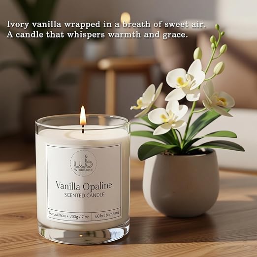 Candlewale Luxury Scented Glass Candle – 7 oz (200g) Soy Wax | 60-Hour Burn | Hand-Poured, Eco-Friendly Aromatherapy | Premium Gift for Her, Him & Home Décor (Vanilla Opaline)
