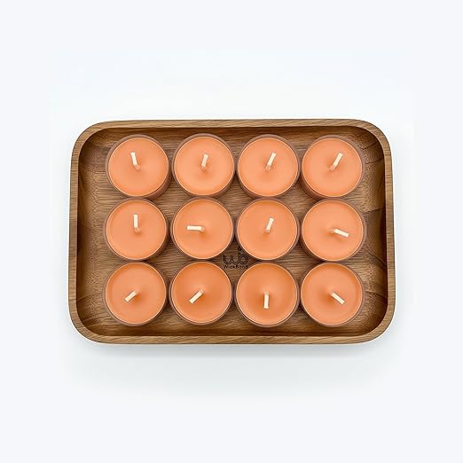 Candlewale Set of 12 Scented Soy Wax Tealight Candles – Smokeless, Drip-Free, 4-Hour Burn Time – Ideal for Home Décor, Pooja, Spa & Gifting (Orange)
